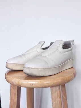 Celine Phoebe Philo White Leather Platform Slip-On Sneakers EU 40